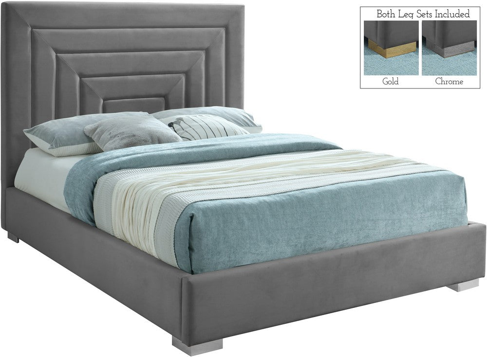 Meridian Furniture Nora Grey Velvet King Bed