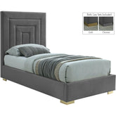 Meridian Furniture Nora Grey Velvet Twin BedMeridian Furniture - Twin Bed - Minimal And Modern - 1