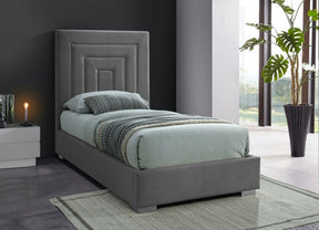 Meridian Furniture Nora Grey Velvet Twin Bed