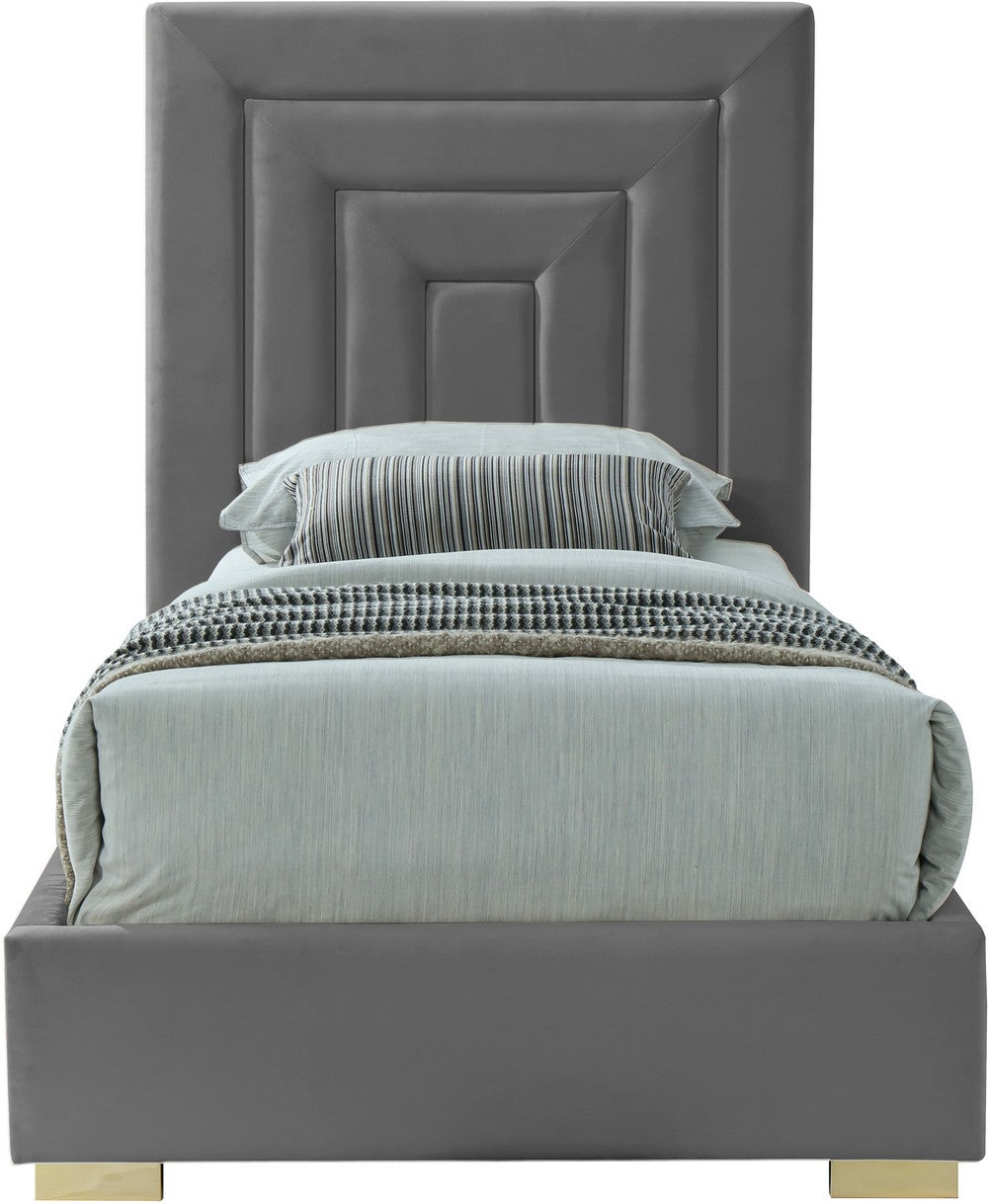 Meridian Furniture Nora Grey Velvet Twin Bed