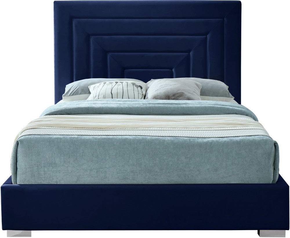 Meridian Furniture Nora Navy Velvet Full Bed