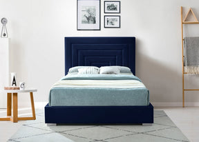 Meridian Furniture Nora Navy Velvet Full Bed