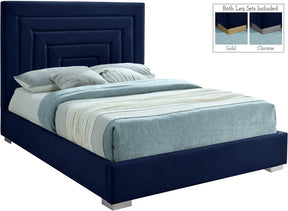 Meridian Furniture Nora Navy Velvet King Bed