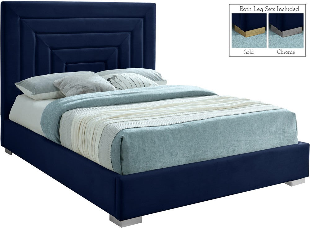 Meridian Furniture Nora Navy Velvet Queen Bed