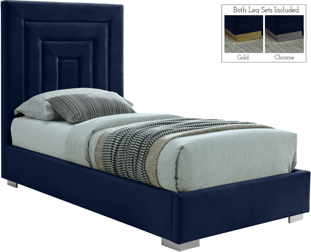 Meridian Furniture Nora Navy Velvet Twin Bed