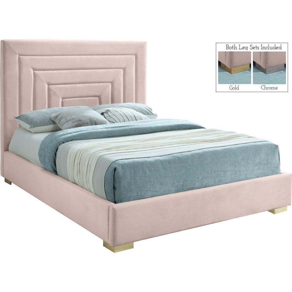 Meridian Furniture Nora Pink Velvet Full BedMeridian Furniture - Full Bed - Minimal And Modern - 1