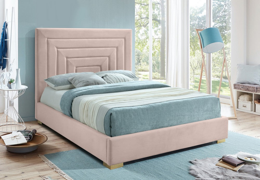 Meridian Furniture Nora Pink Velvet King Bed