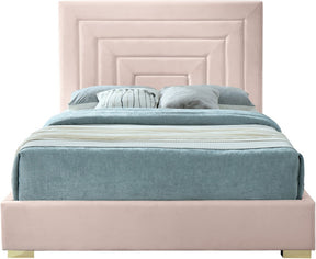 Meridian Furniture Nora Pink Velvet King Bed