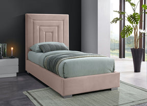 Meridian Furniture Nora Pink Velvet Twin Bed