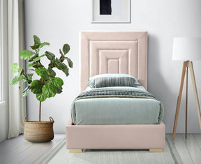 Meridian Furniture Nora Pink Velvet Twin Bed