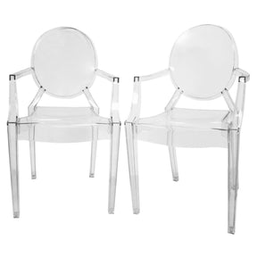 Baxton Studio Dymas Modern Acrylic Armed Ghost Chair (Set of 2) Baxton Studio-dining chair-Minimal And Modern - 1