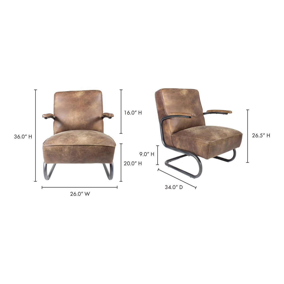 Moe's Home Collection Perth Club Chair Light Brown - PK-1022-03