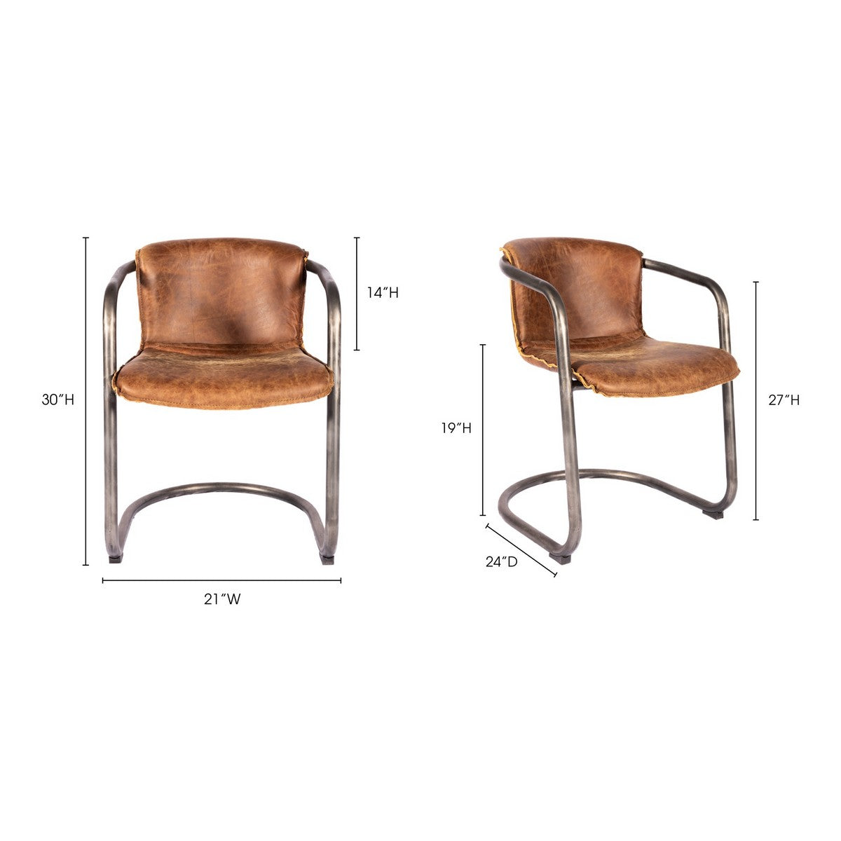 Moe's Home Collection Benedict Dining Chair Light Brown-Set of Two - PK-1048-03