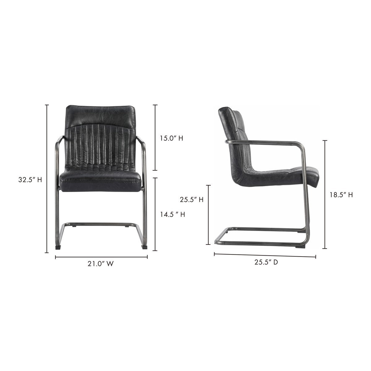 Moe's Home Collection Ansel Arm Chair Black-Set of Two - PK-1052-02