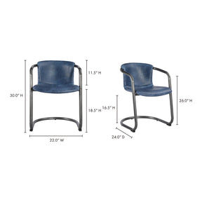 Moe's Home Collection Freeman Dining Chair Blue-Set of Two - PK-1059-19