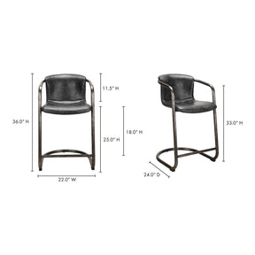 Moe's Home Collection Freeman Counter Stool Antique Black-Set of Two - PK-1061-02