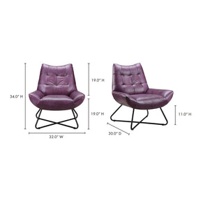 Moe's Home Collection Graduate Lounge Chair Purple - PK-1063-10