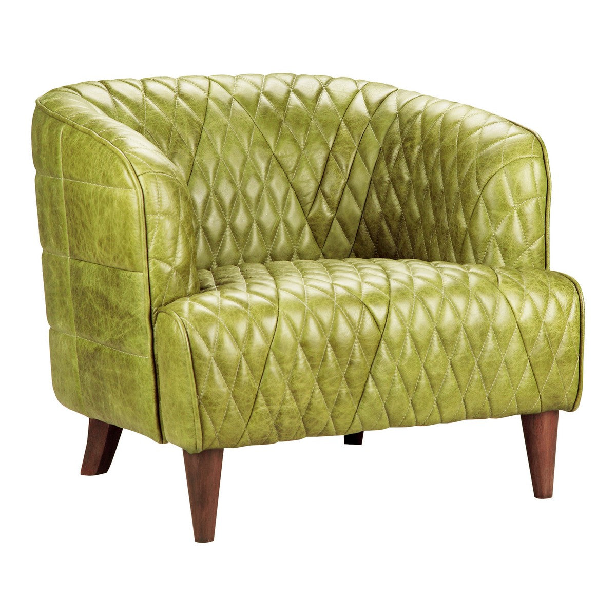 Moe's Home Collection Magdelan Tufted Leather Arm Chair Emerald - PK-1076-27