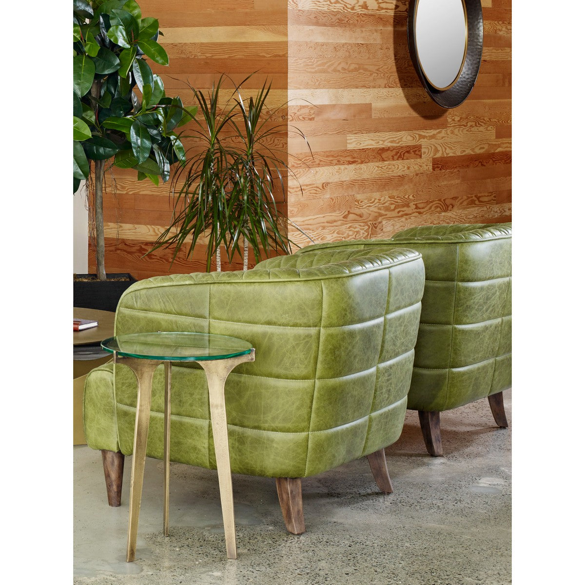 Moe's Home Collection Magdelan Tufted Leather Arm Chair Emerald - PK-1076-27 - Moe's Home Collection - lounge chairs - Minimal And Modern - 1