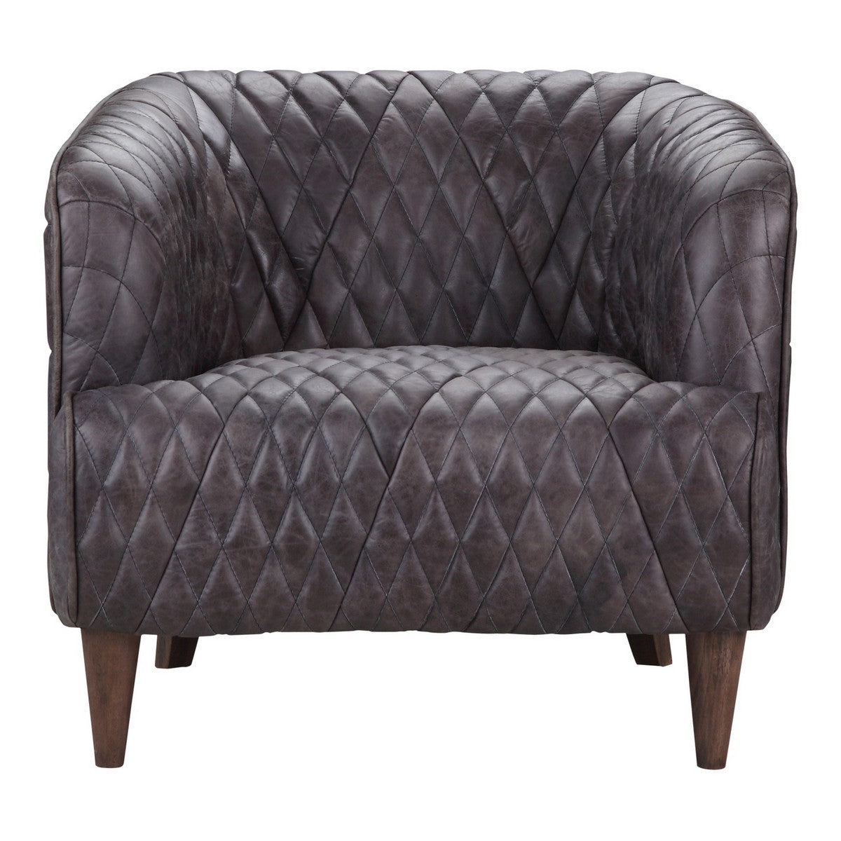Moe's Home Collection Magdelan Tufted Leather Arm Chair Antique Ebony - PK-1076-47