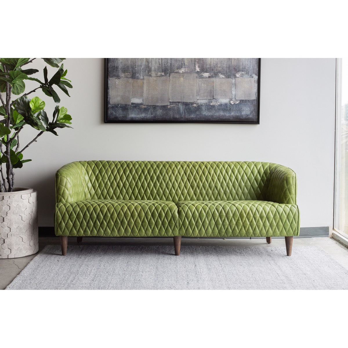 Moe's Home Collection Magdelan Tufted Leather Sofa Emerald - PK-1077-27 - Moe's Home Collection - Sofas - Minimal And Modern - 1