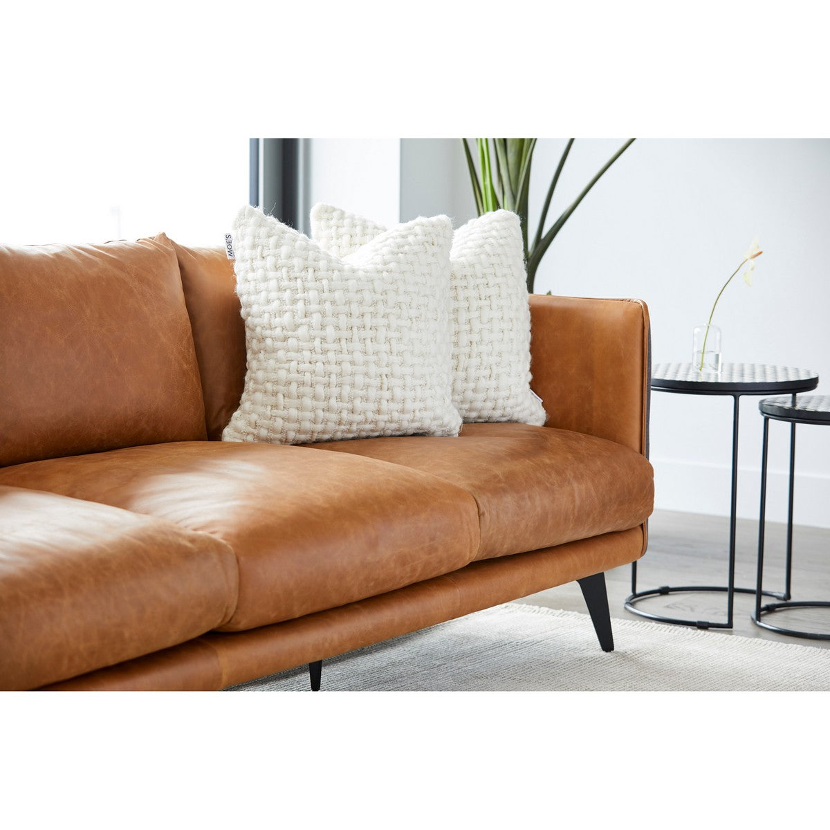 Moe's Home Collection Messina Leather Sofa Cognac - PK-1097-23 - Moe's Home Collection - Sofas - Minimal And Modern - 1