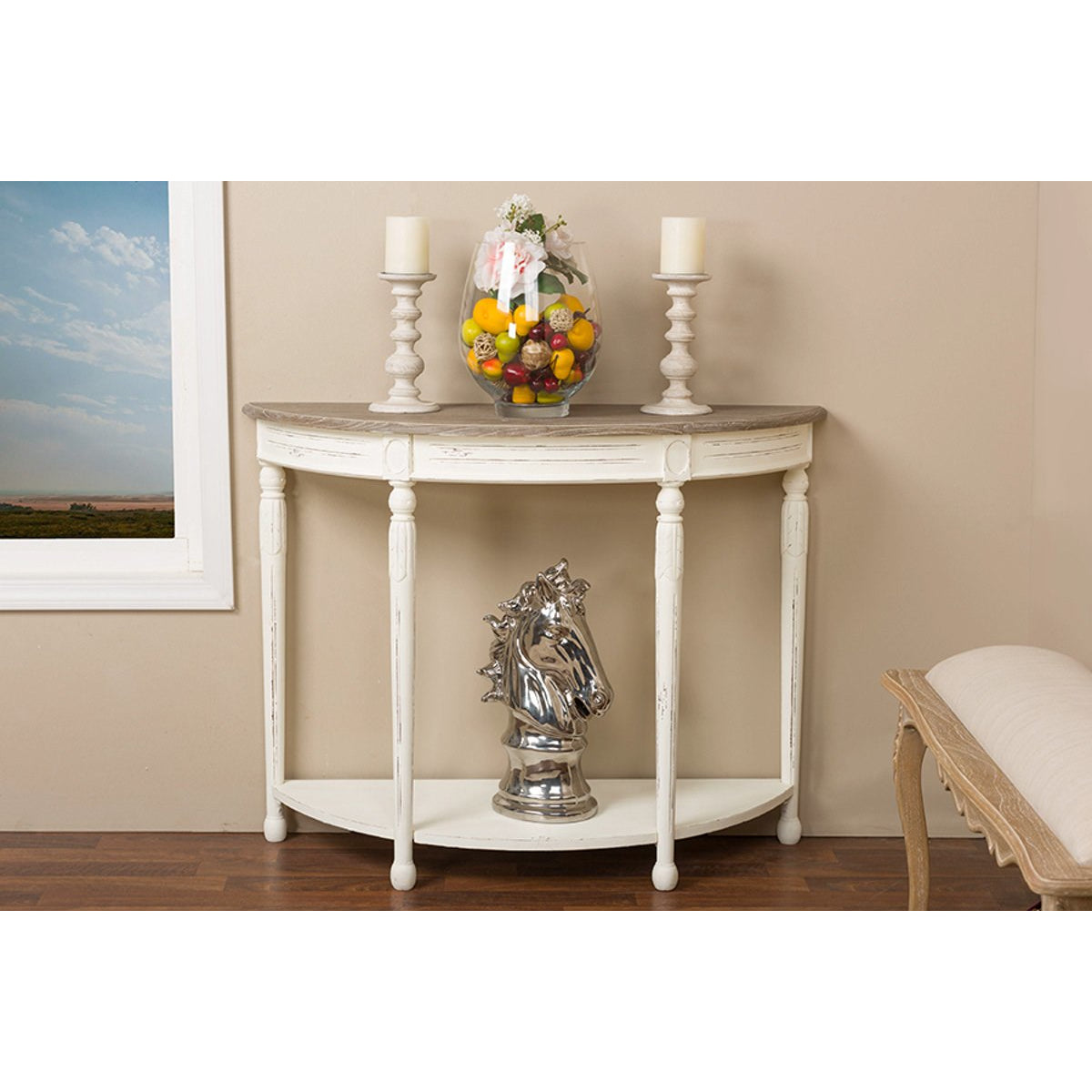 Baxton Studio Vologne Traditional White Wood French Console Table Baxton Studio-side tables-Minimal And Modern - 4