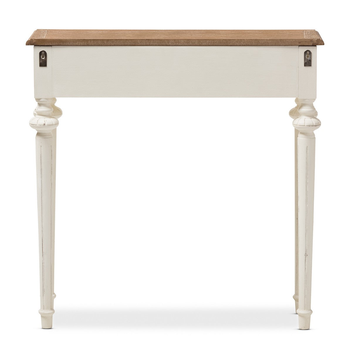 Baxton Studio Marquetterie French Provincial Style Weathered Oak and White Wash Distressed Finish Wood Two-Tone Console Table