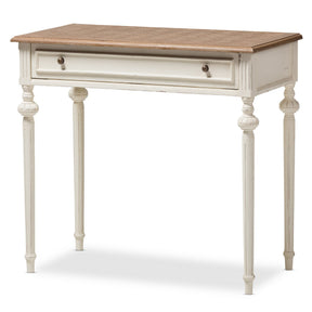 Baxton Studio Marquetterie French Provincial Weathered Oak and Whitewash Writing Desk Baxton Studio-Desks-Minimal And Modern - 1