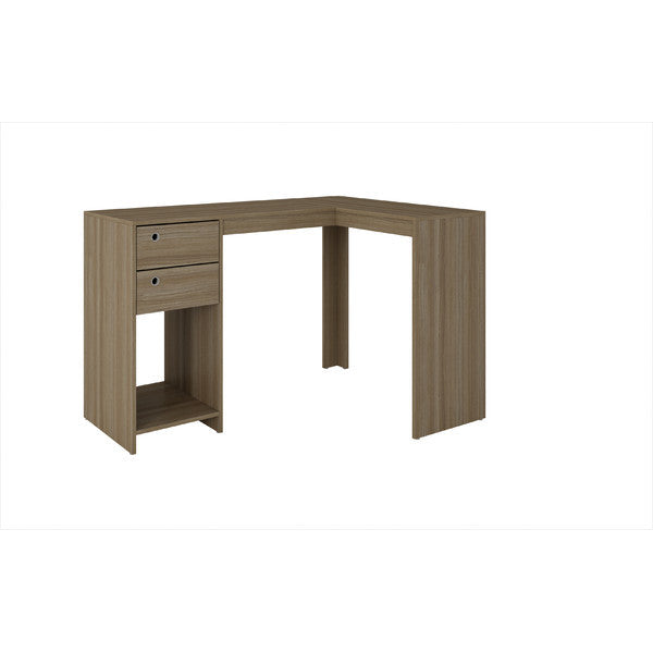 Manhattan Comfort Modest Palermo Classic "L" Shaped Desk with 2 Drawers and 1 Cubby-Minimal & Modern