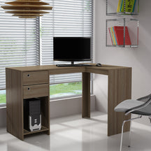 Manhattan Comfort Modest Palermo Classic "L" Shaped Desk with 2 Drawers and 1 Cubby-Minimal & Modern