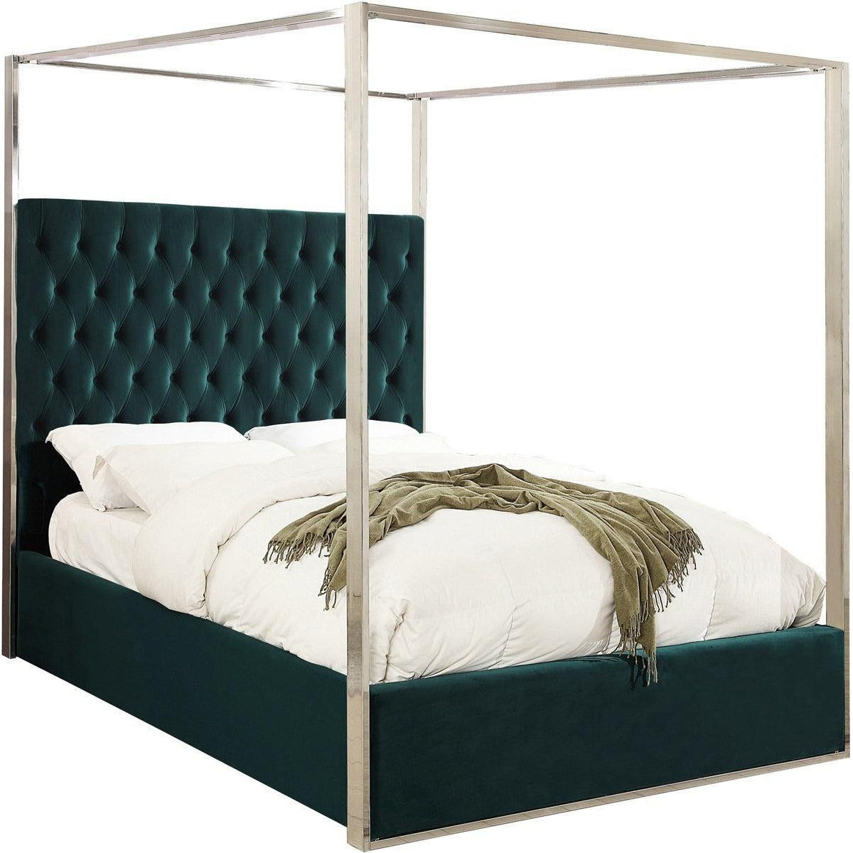 Meridian Furniture Porter Green Velvet Queen BedMeridian Furniture - Queen Bed - Minimal And Modern - 1