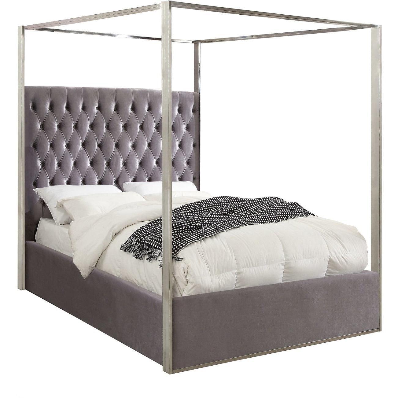 Meridian Furniture Porter Grey Velvet King BedMeridian Furniture - King Bed - Minimal And Modern - 1