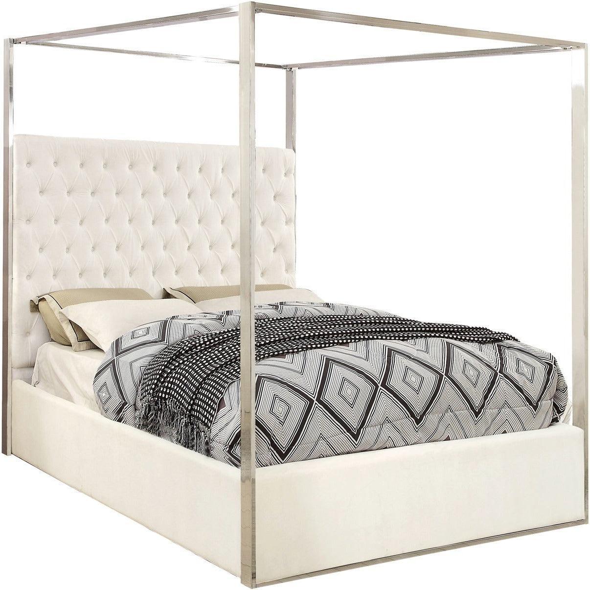 Meridian Furniture Porter White Velvet King BedMeridian Furniture - King Bed - Minimal And Modern - 1