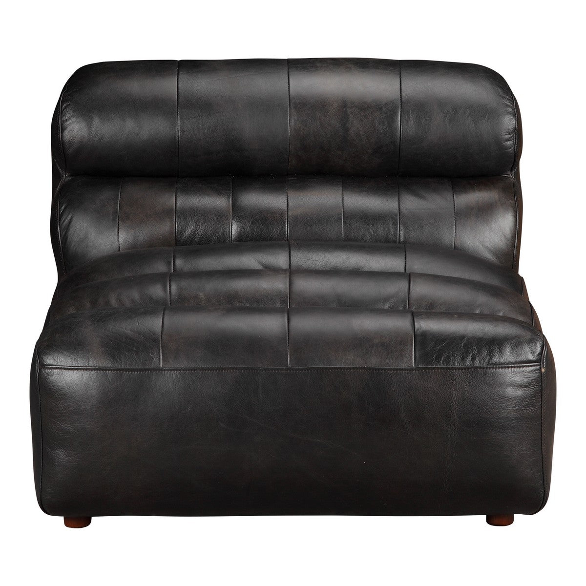 Moe's Home Collection Ramsay Leather Armless Chair Antique Black - QN-1009-01