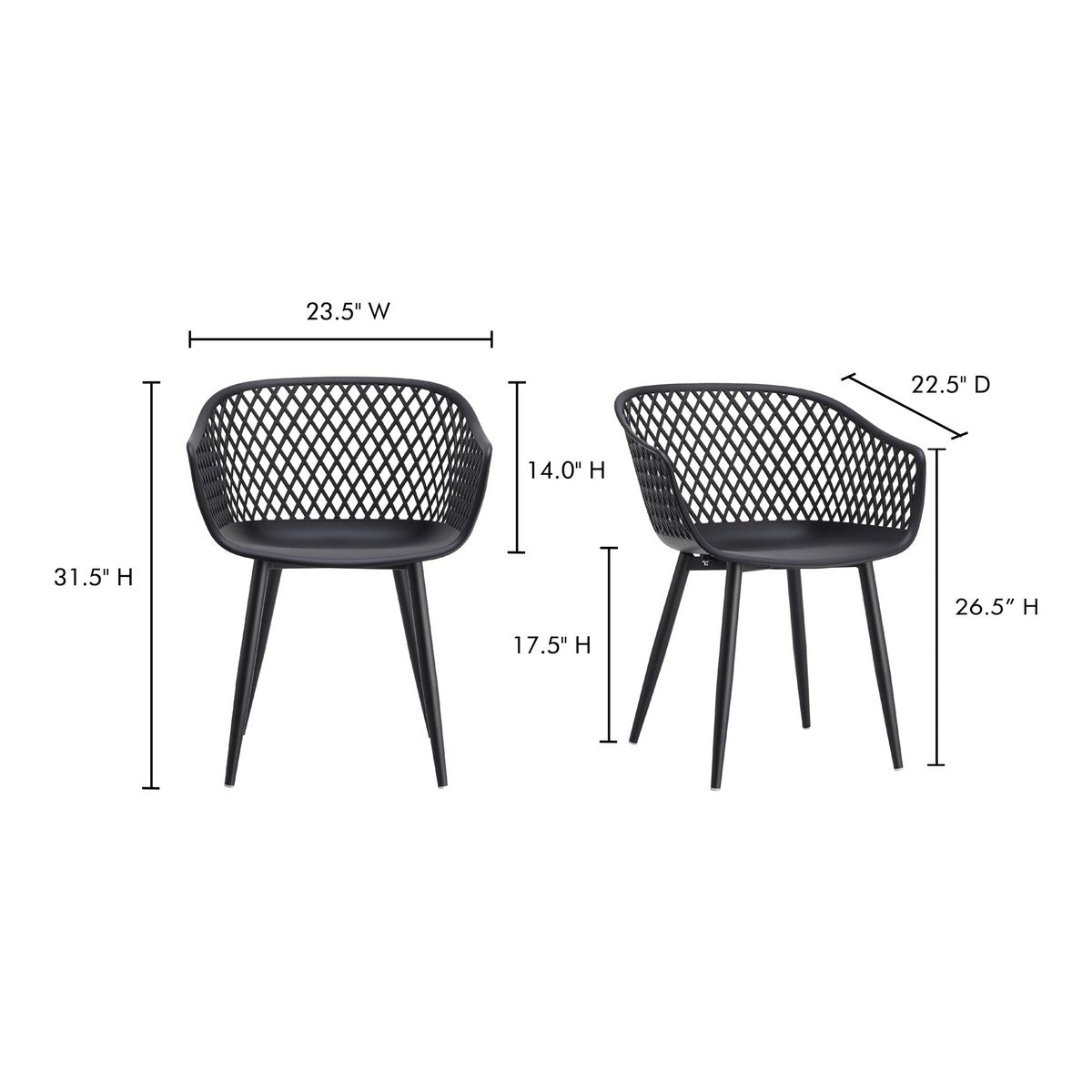 Moe's Home Collection Piazza Outdoor Chair Black-Set of Two - QX-1001-02