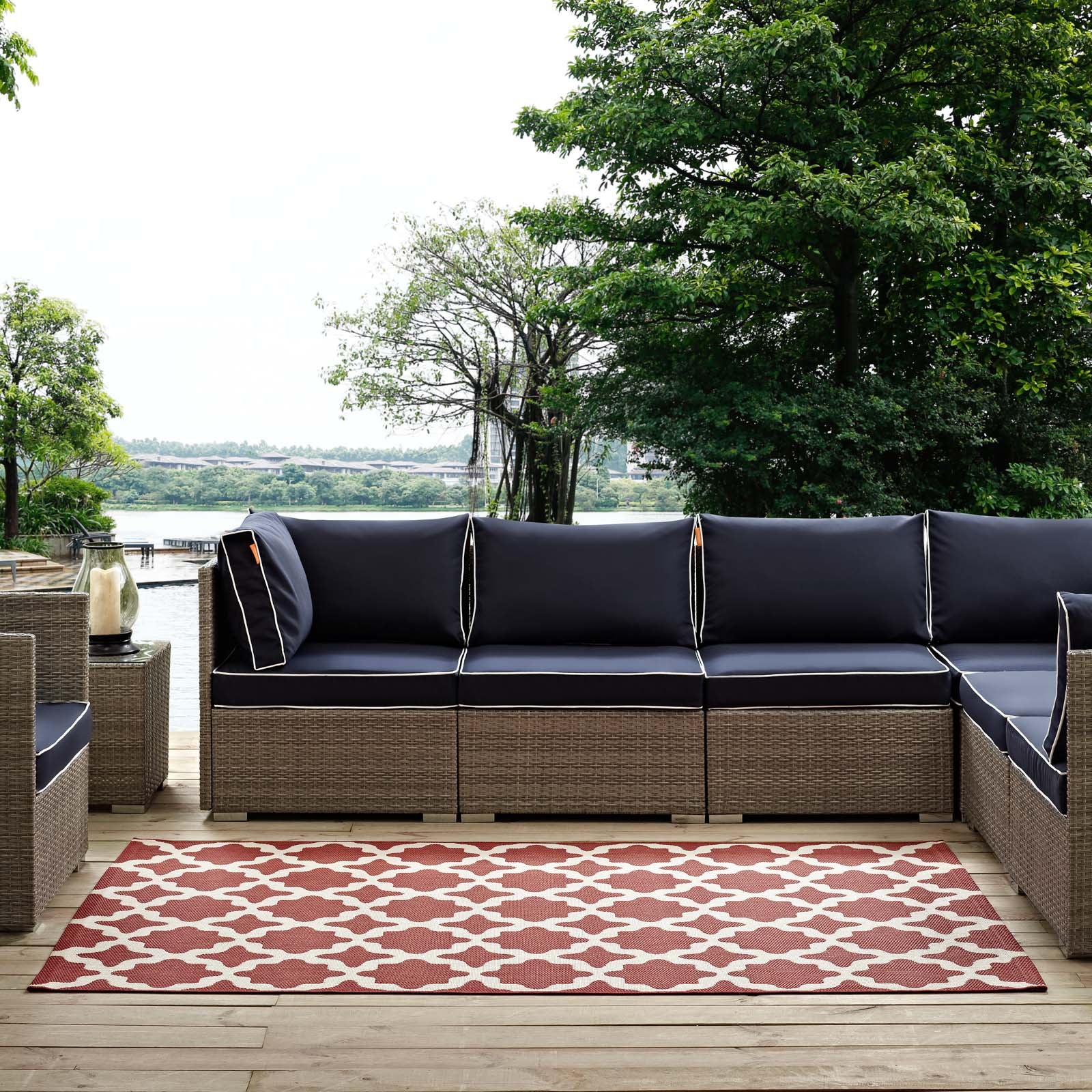 Modway Furniture Modern Cerelia Moroccan Trellis 9x12 Indoor and Outdoor Area Rug - R-1139-912