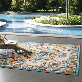 Modway Furniture Modern Reflect Freesia Distressed Floral Persian Medallion 8x10 Indoor and Outdoor Area Rug - R-1184-810