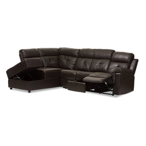 Baxton Studio Roland Modern and Contemporary Dark Brown Faux Leather 2-Piece Sectional with Recliner and Storage Chaise Baxton Studio-sectionals-Minimal And Modern - 3
