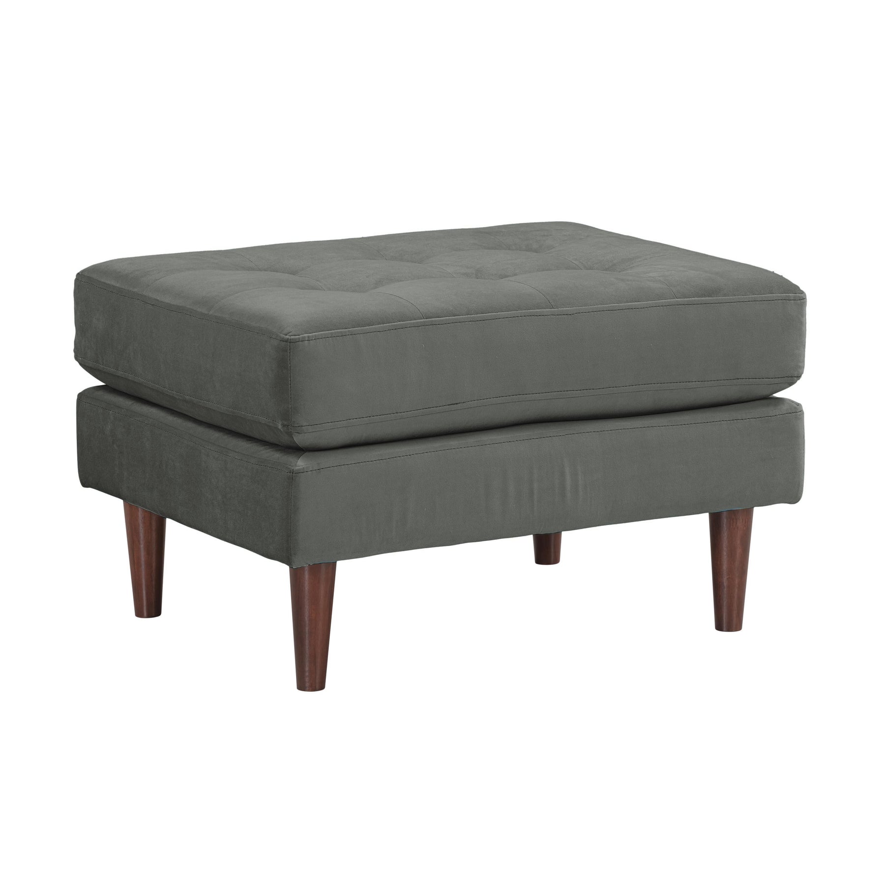 TOV Furniture Modern Cave Ash Gray Velvet Ottoman - REN-L01140