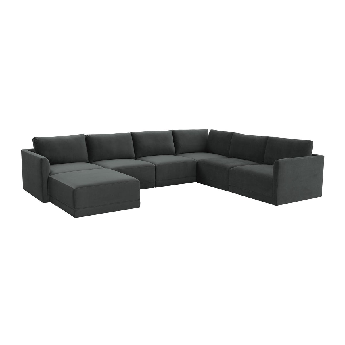 TOV Furniture Modern Willow Charcoal Modular Large Chaise Sectional - REN-L03120-SEC5