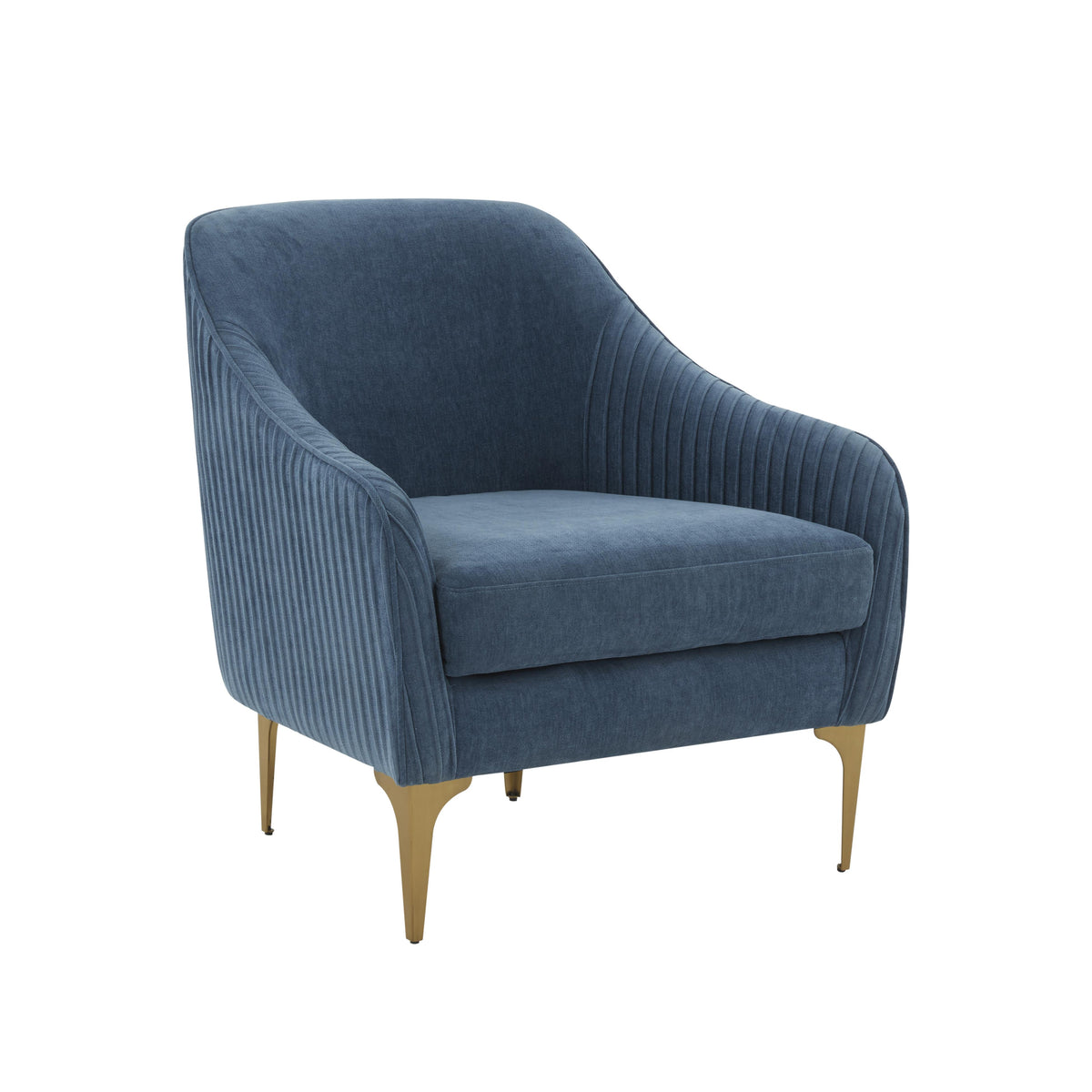 TOV Furniture Modern Serena Blue Velvet Accent Chair - REN-L05122