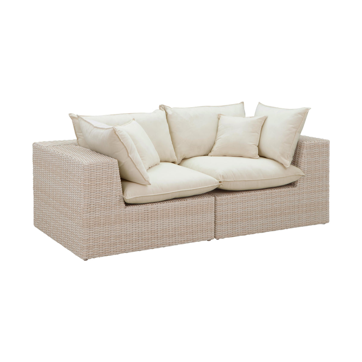 TOV Furniture Modern Cali Natural Wicker Outdoor Modular Loveseat - REN-O11162