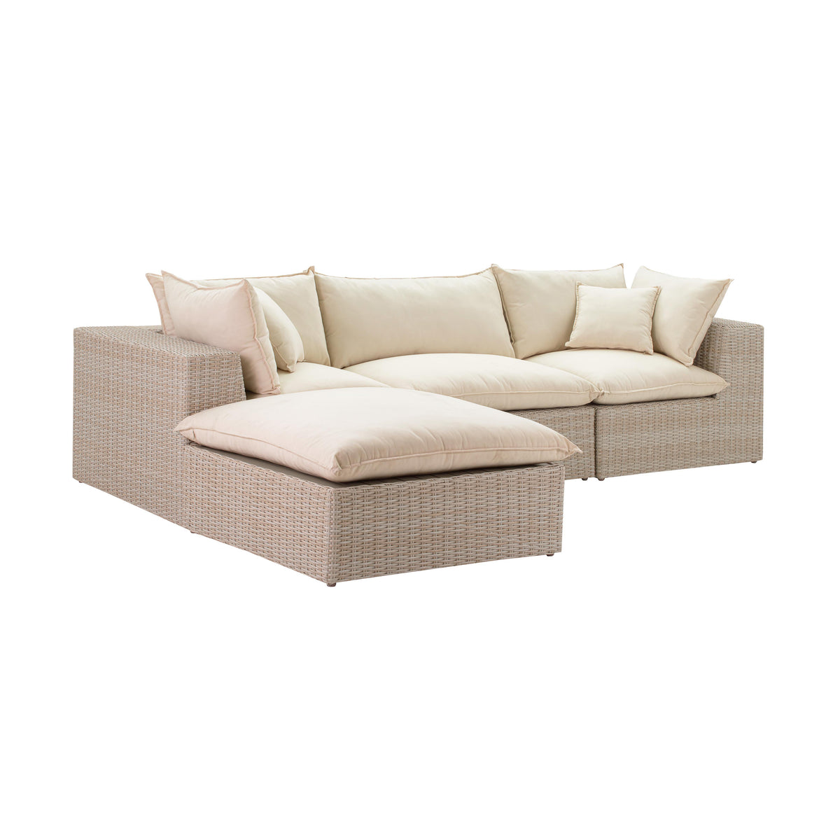 TOV Furniture Modern Cali Natural Wicker Outdoor Modular Sectional - REN-O11163-SEC