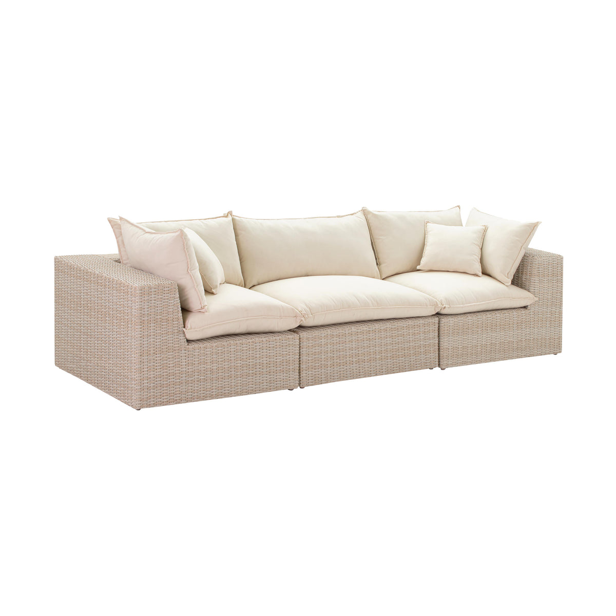 TOV Furniture Modern Cali Natural Wicker Outdoor Modular Sofa - REN-O11163