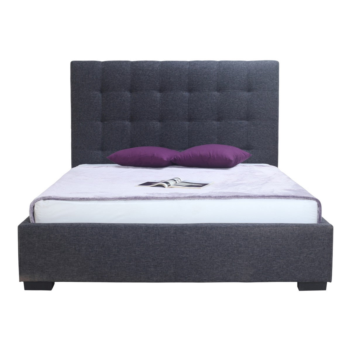 Moe's Home Collection Belle Storage Bed Queen Charcoal Fabric - RN-1000-25 - Moe's Home Collection - Beds - Minimal And Modern - 1