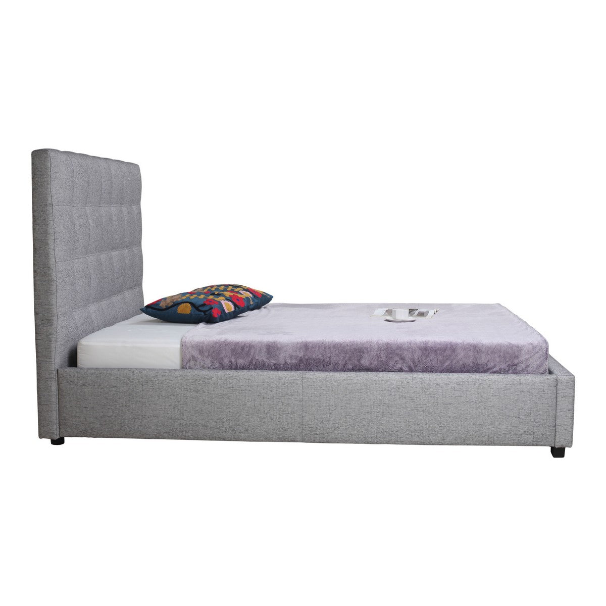 Moe's Home Collection Belle Storage Bed Queen Light Grey Fabric - RN-1000-29