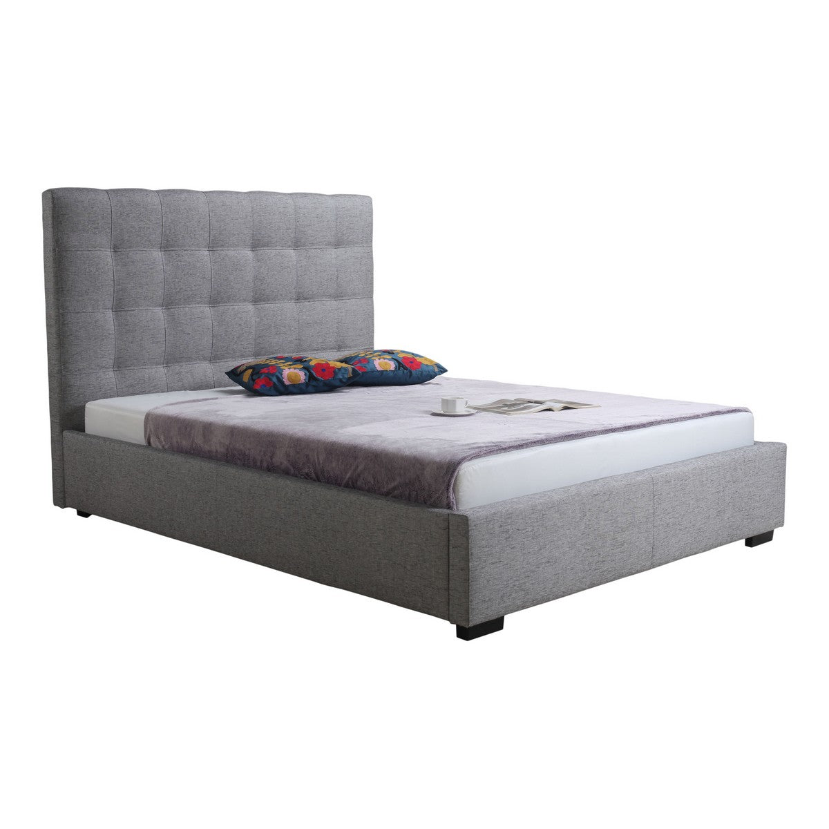 Moe's Home Collection Belle Storage Bed King Light Grey Fabric - RN-1001-29