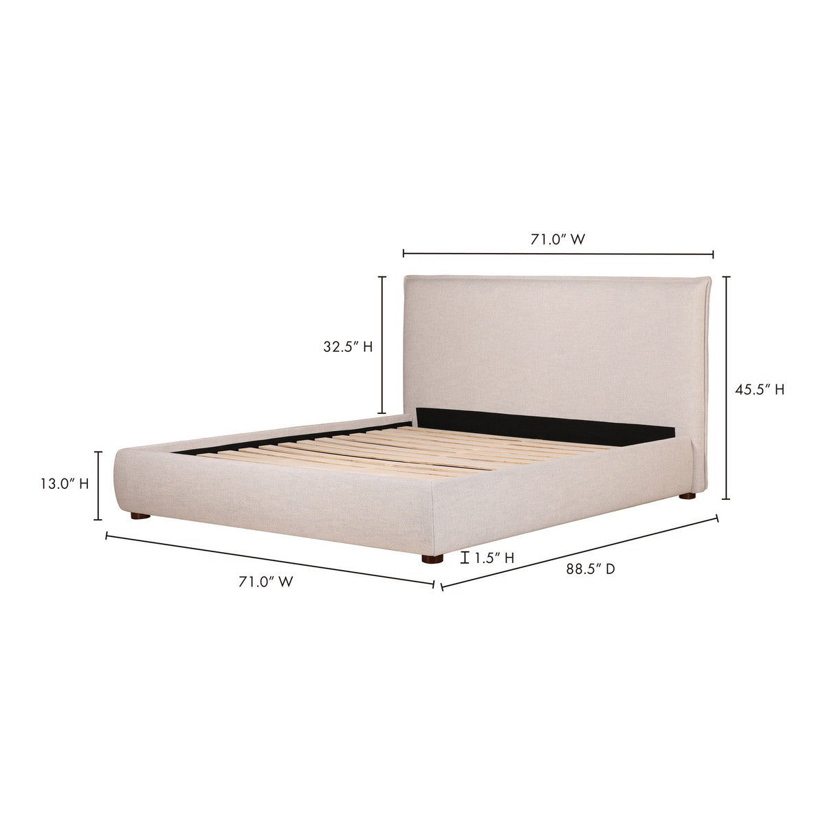 Moe's Home Collection Luzon Queen Bed Light Grey - RN-1129-40