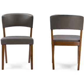 Baxton Studio Montreal Mid-Century Dark Walnut Wood Grey Faux Leather Dining Chairs (Set of 2) Baxton Studio-dining chair-Minimal And Modern - 2